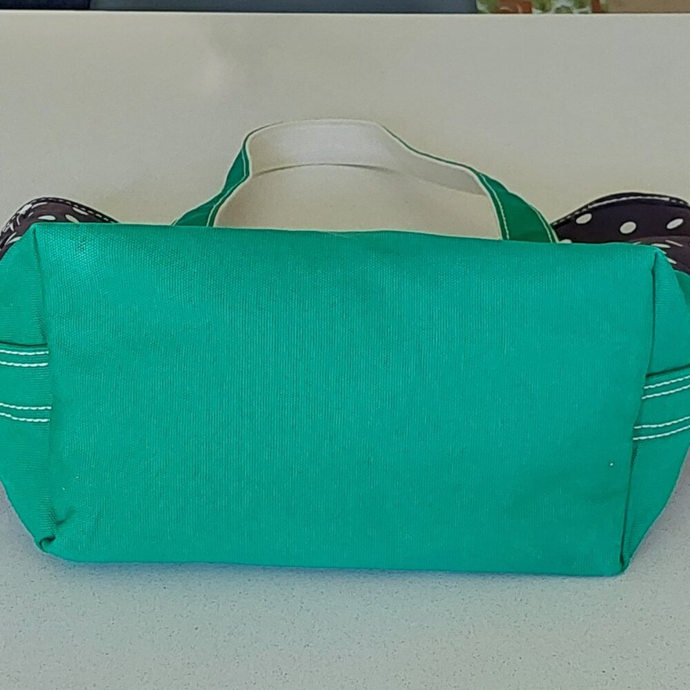 Lands End Navy Blue/Green White Polka Dot Medium Open Top Tote Bag - Picture 14 of 16